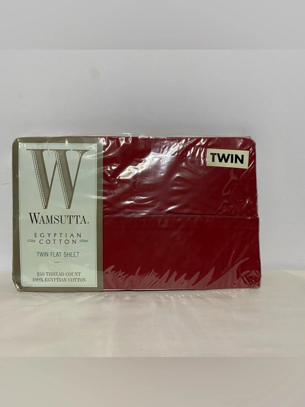 New Vintage Wamsutta Egyptian Cotton 250 TC Twin Flat Sheet Ming Red Burgundy